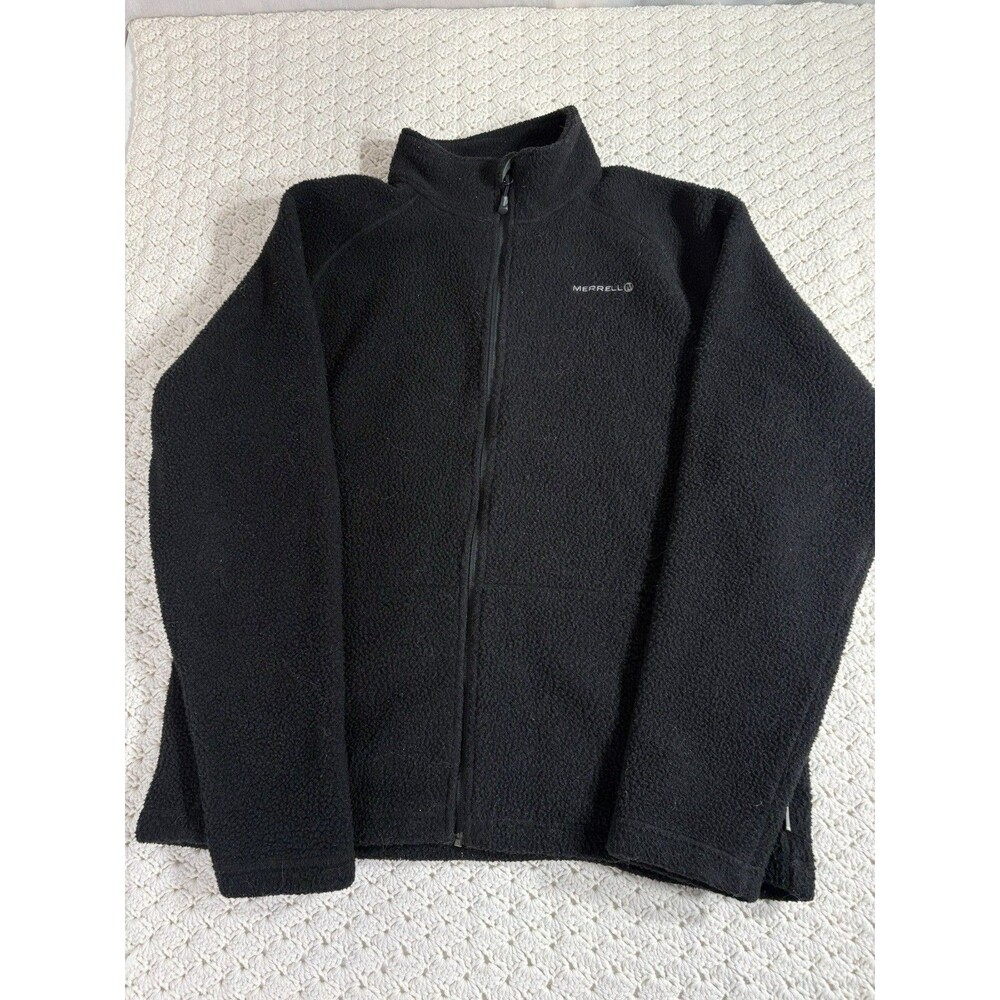 Merrell Jacket Men's Large Black Sherpa Fleece Full Zip Hiking Outdoor Trail EUC